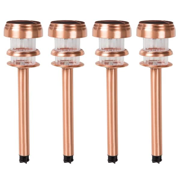 Pure Garden Solar Powered Copper Path LED Lights (4-Pack)