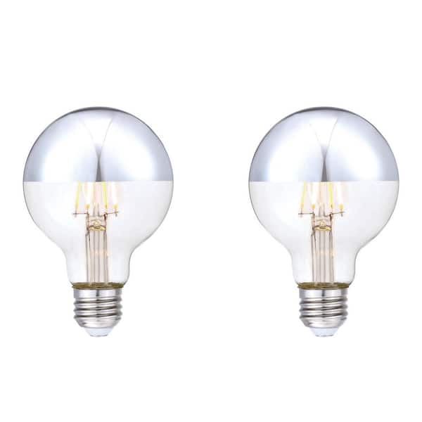 40-Watt Equivalent G25 Dimmable Half Chrome Edison Filament LED Light Bulb 2700K (2-Pack)