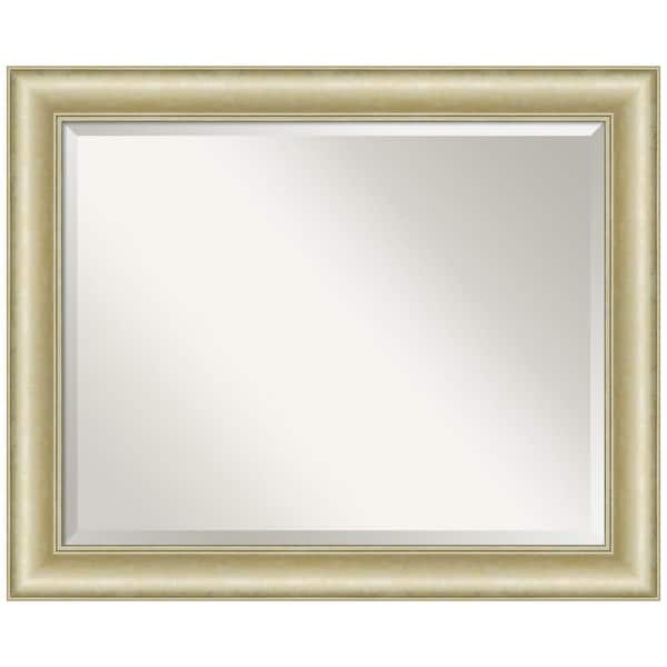 Amanti Art Textured Light Gold 33 in. H x 27 in. W Framed Wall Mirror
