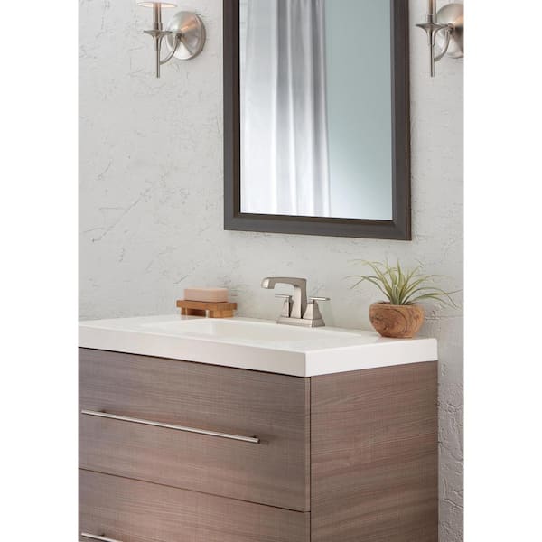 Ashlyn 4 in. Centerset 2-Handle Bathroom Faucet with Metal Drain Assembly in Stainless