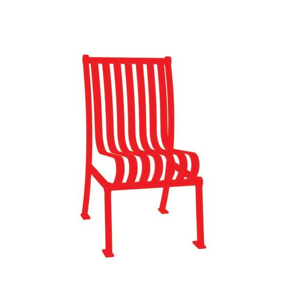 Ultra Play Red Commercial Park Hamilton Portable Patio Chair with No Arms Surface Mount and Vertical Slats
