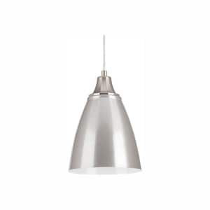 Pure Integrated LED Collection 1-Light Brushed Nickel Cord Hung Mini Pendant with Metal Shade