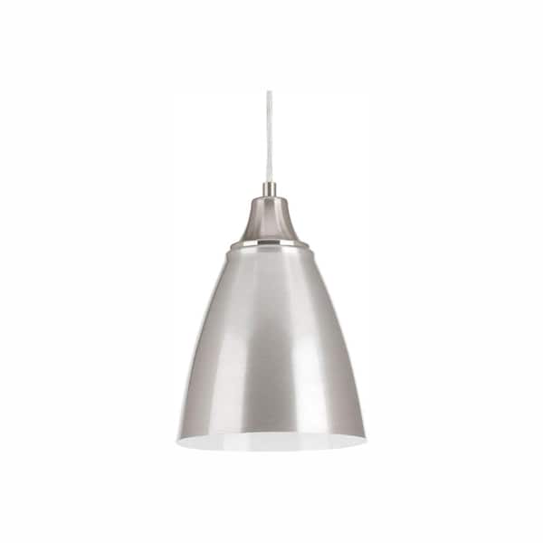 Progress Lighting Pure Integrated LED Collection 1-Light Brushed Nickel Cord Hung Mini Pendant with Metal Shade