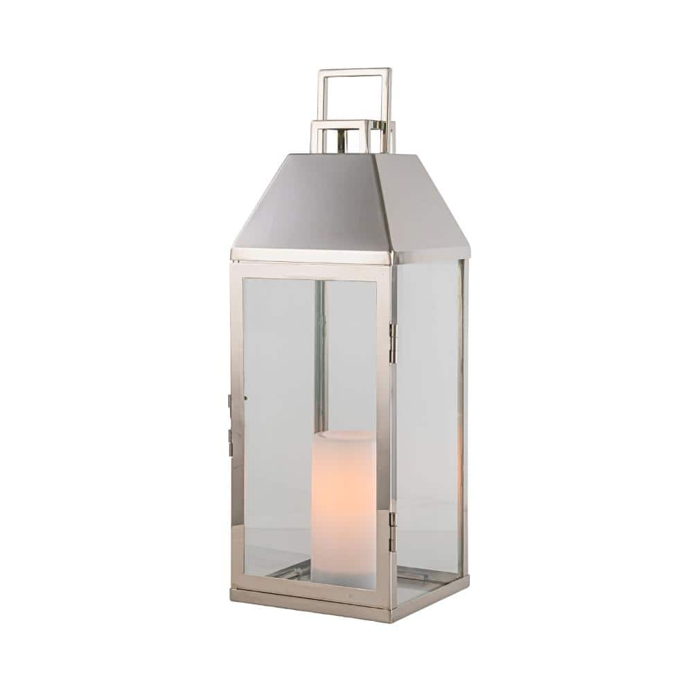 16in. Solar Powered Stainless Steel Outdoor Lantern with Warm LED Candel Light Automatic Dusk-to-Dawn Hanging price history on PriceWatchPro
