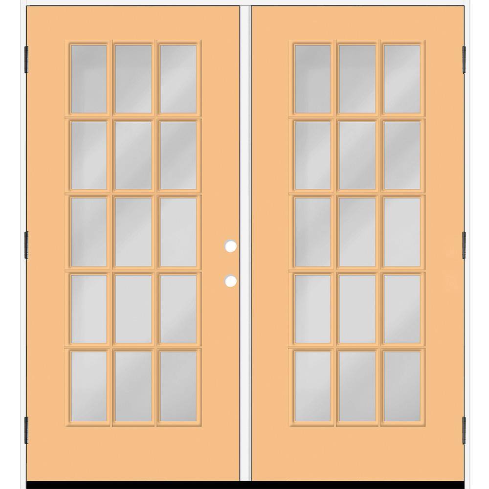 "Reliant 64 in. x 80 in. FullLite 15L-SDL Clear Glass RHOS JkFruit Finish Fiberglass Double Prehung Front Door w/6"" Jamb" price history on PriceWatchPro