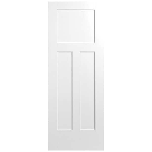 Masonite 30 in. x 80 in. 3-Panel Winslow Single Bore Hollow Core Primed Molded Composite Interior Door Slab
