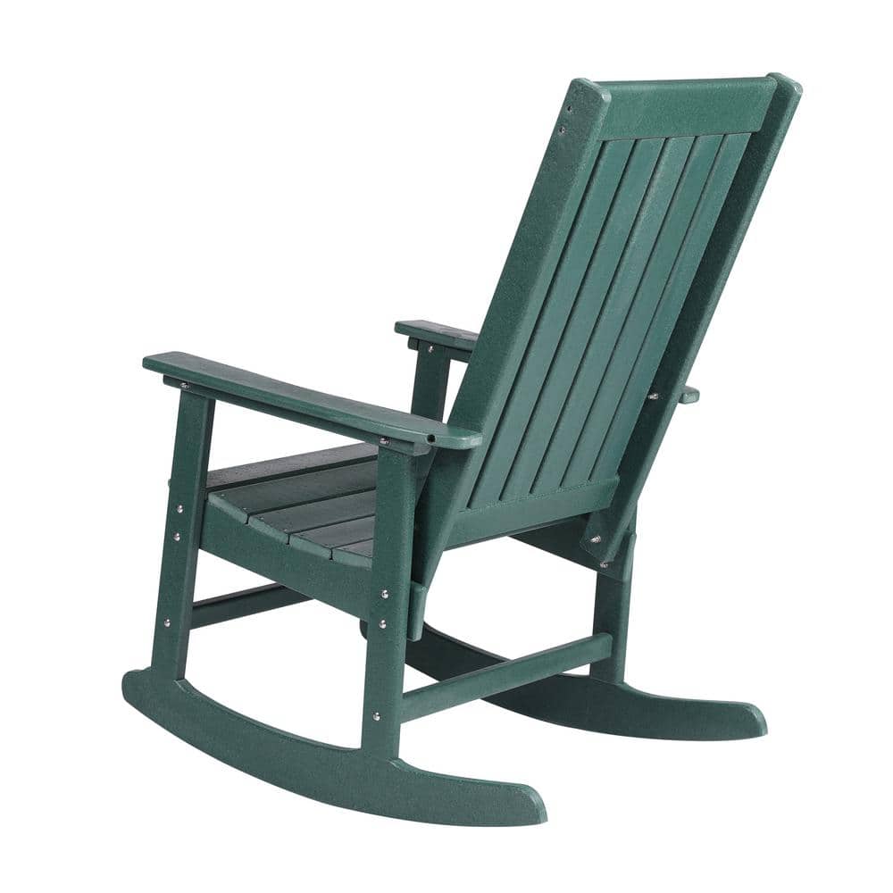 Hunter Green Tek-Wood Adirondack Rocking Chair with Arms