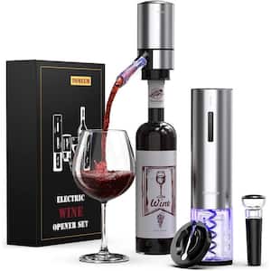 Rechargeable Electric Wine Set - Aerator, Stainless Steel Vacuum Stoppers, Foil Cutter and Bottle Opener