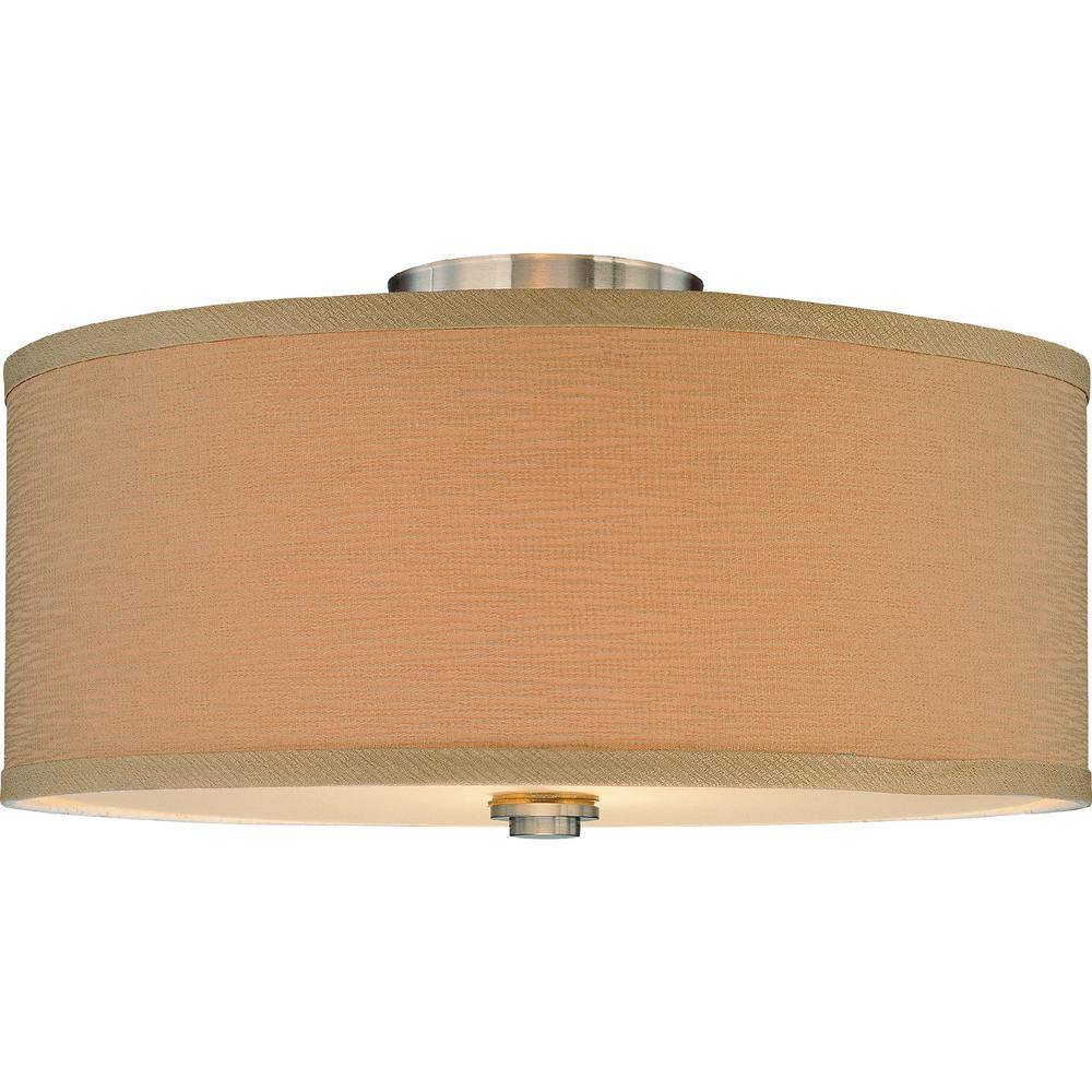 Brushed Nickel Glass Drum LED Ceiling Fixture