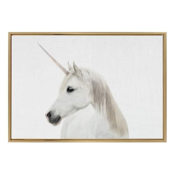 Kate and Laurel Unicorn by Tai Prints Framed Animal Canvas Wall Art Print 33.00 in. x 23.00 in.