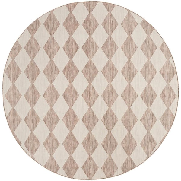 Positano Beige 8 ft. Round x 8 ft. Diamond Contemporary Round Area Rug