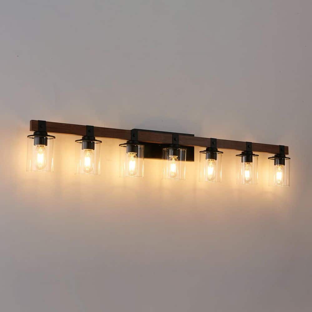 Prism 45 in. 6-Light Acrylic Black LED Vanity Light with Bathroom price history on PriceWatchPro