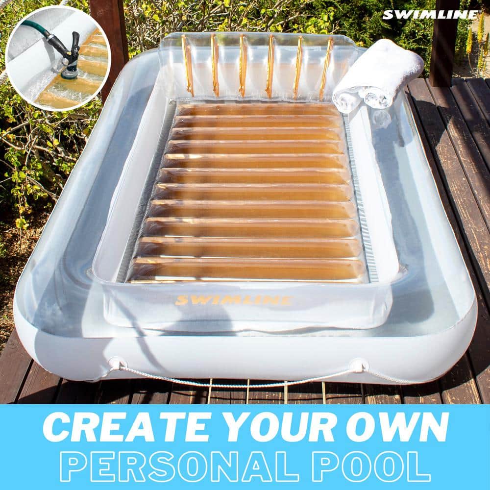 Pearlized White and Gold Inflatable Suntan Tub Lounger