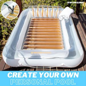 Luxe Edition White & Gold PVC Inflatable Suntan Tub Floating Pool Lounger