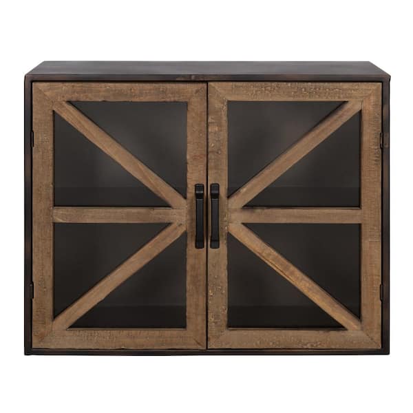 Kate and Laurel Mace 8 in. x 24 in. x 20 in. Rustic Brown/Black Decorative Cubby Wall Shelf