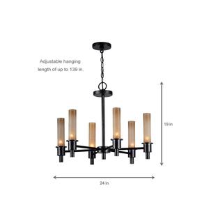 Dunwoody 6-Light Oil-Rubbed Bronze Chandelier with Tea Stained Glass Shades