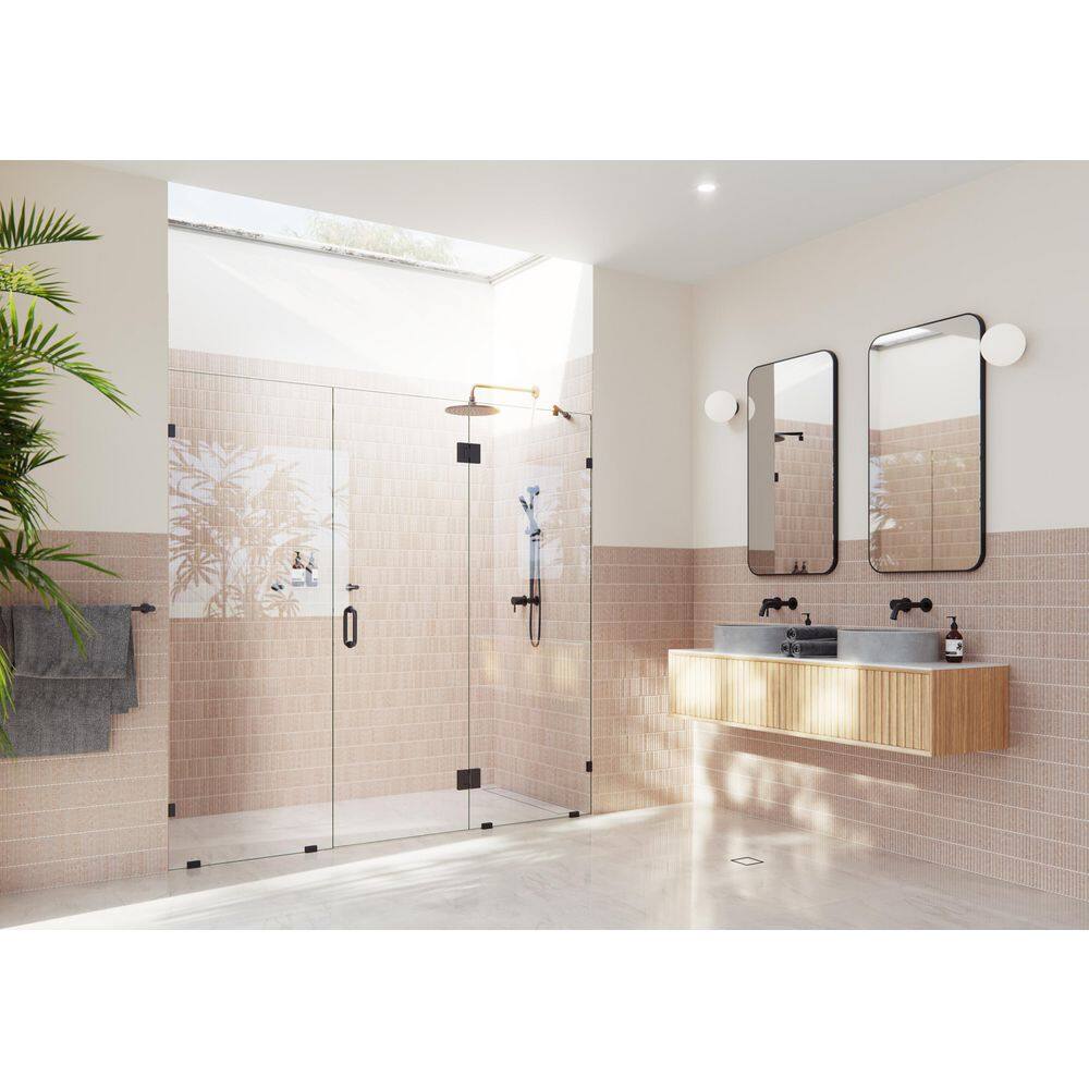 Stellar 78.25 in. W x 78 in. H Glass Hinged Pivot Frameless 3-Panel Inline Shower Door in Matte Black price history on PriceWatchPro