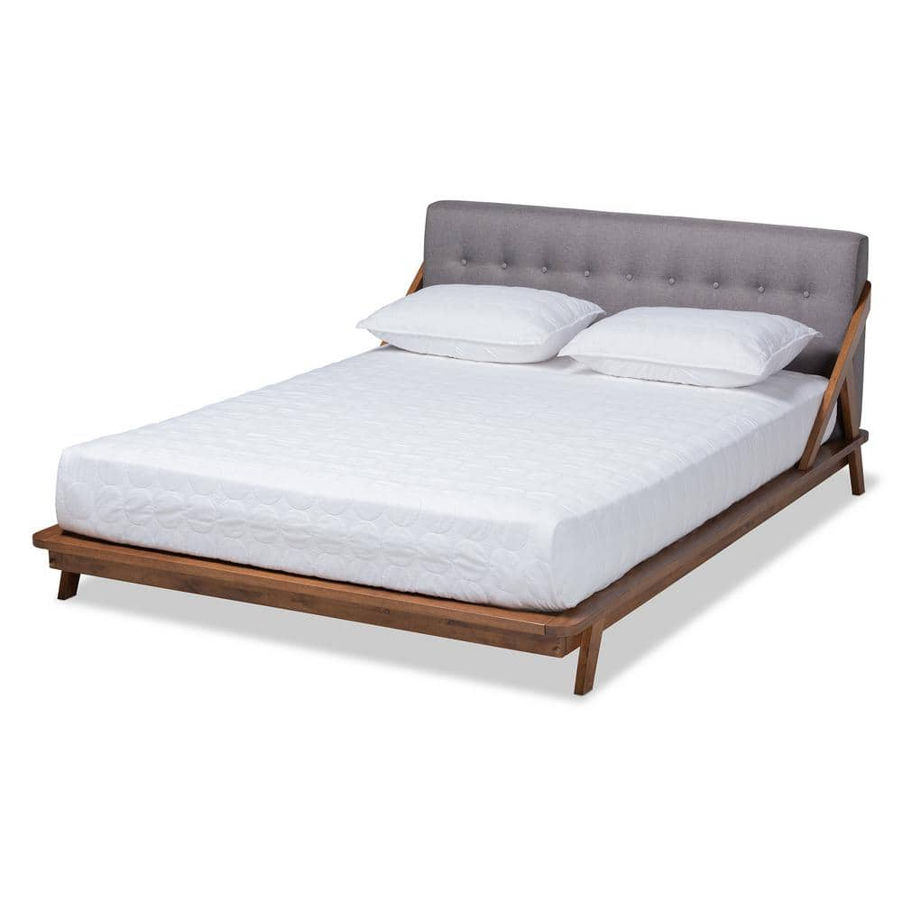 Baxton Studio Sante Gray and Walnut Full Platform Bed 156 9287 HD