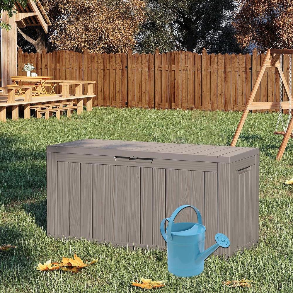 Gray Resin Lockable Deck Box with Wheels, 72 Gallon Capacity
