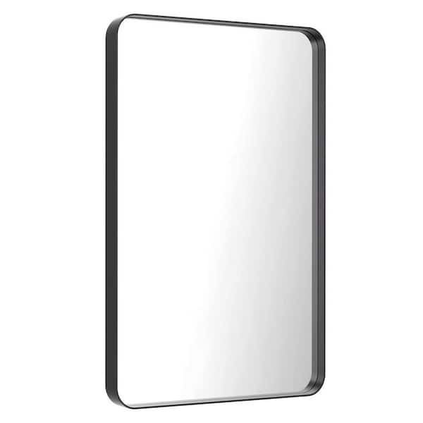 30 in. W x 30 in. H Square Tempered Glass and Aluminum Alloy Framed Wall Bathroom Vanity Mirror in Matte Black