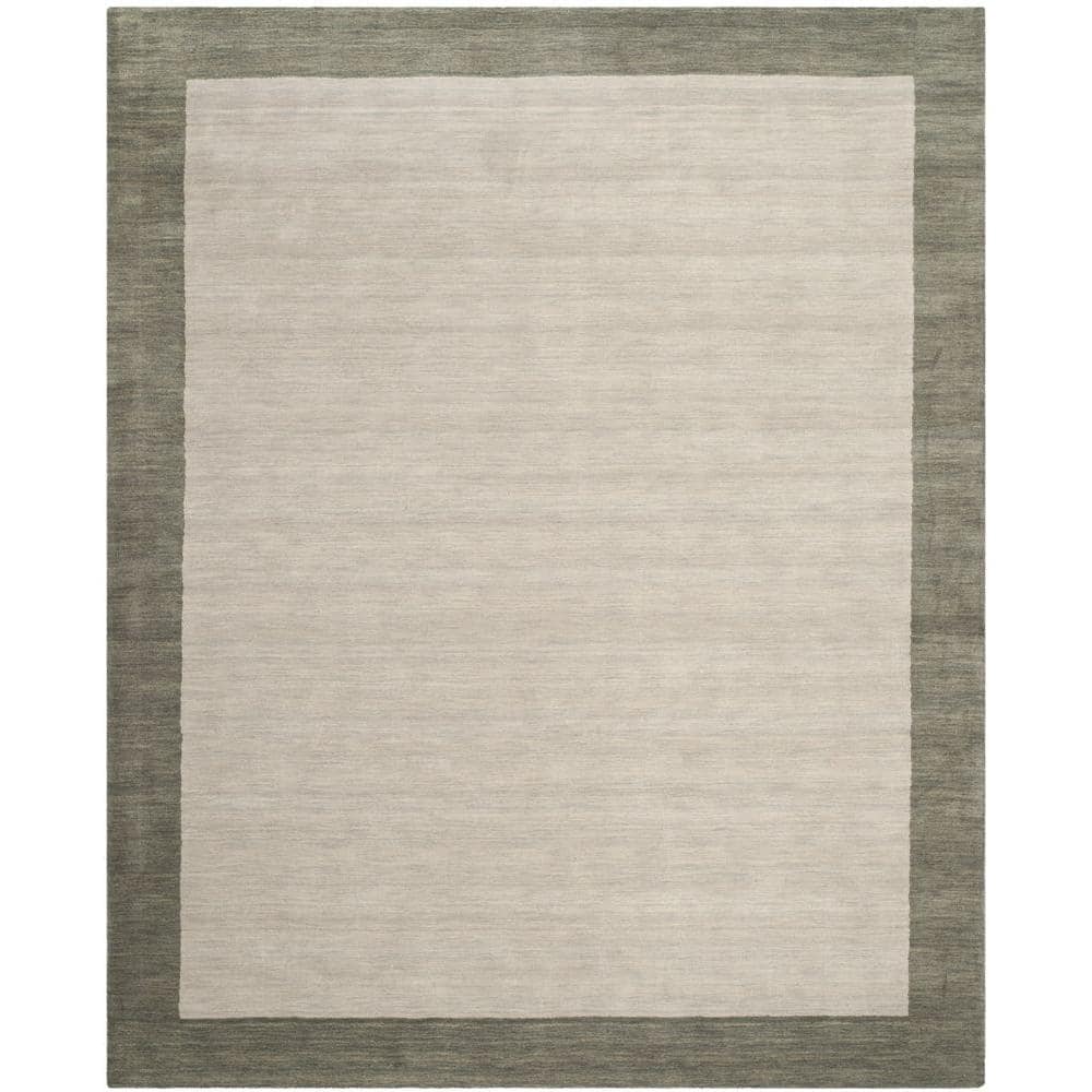 Handmade Light Grey and Dark Grey Wool Rug, 6' x 9'