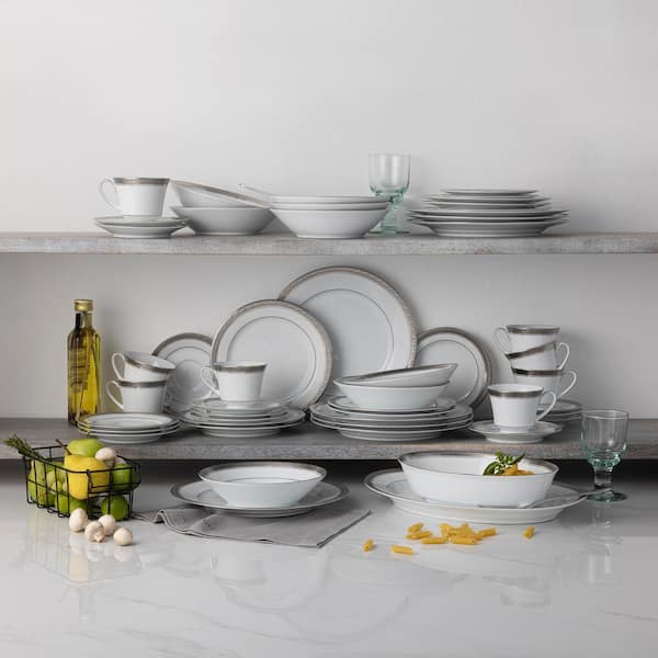 Noritake Crestwood Platinum 50-Piece (Platinum) Porcelain