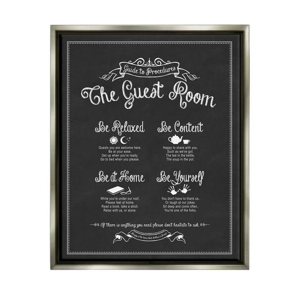 The Stupell Home Decor Collection The Guest Room Guide by Lettered and  Lined Floater Frame Typography Wall Art Print 31 in. x 25 in. mwp-237_ffl_24x30  - The Home Depot