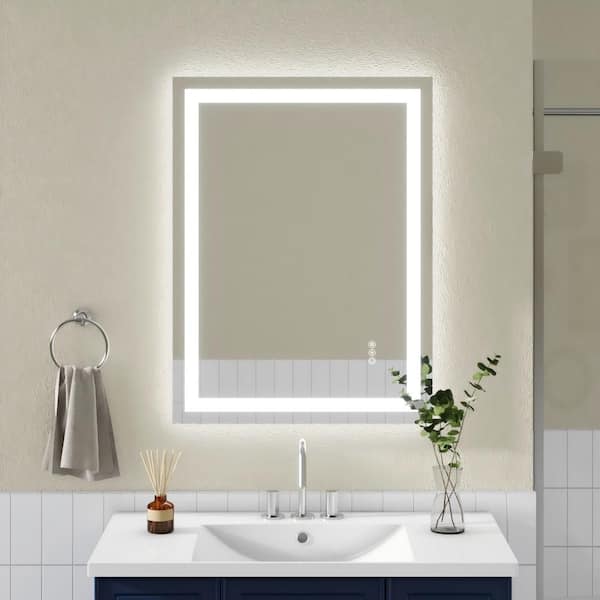24 in. W x 32 in. H Frameless Rectangular Anti-Fog Wall-Mounted LED Light Bathroom Vanity Mirror