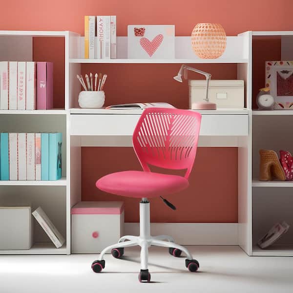 Homy Casa Carnation Rose Middle Back Mesh Seat Swivel Task Chair with Adjustable Height