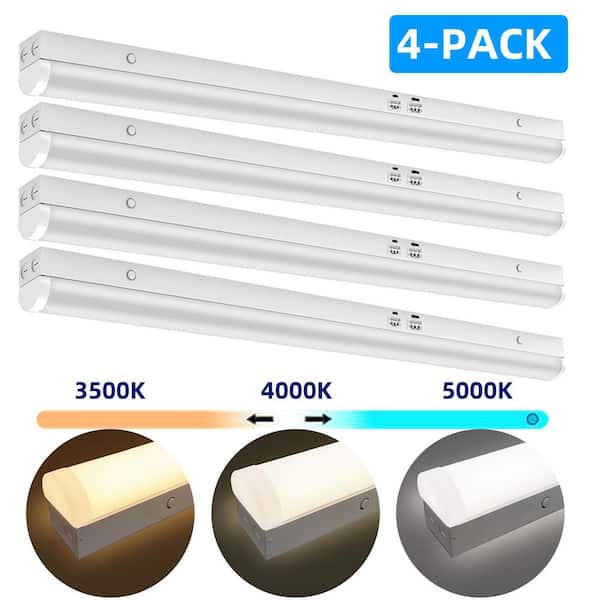 3.38ft CCT/Wattage 0-10-Volt Dimming 120-277-Volt 200-Watt Equivalent Commercial Integrated LED Linear Shop Light 4-PACK