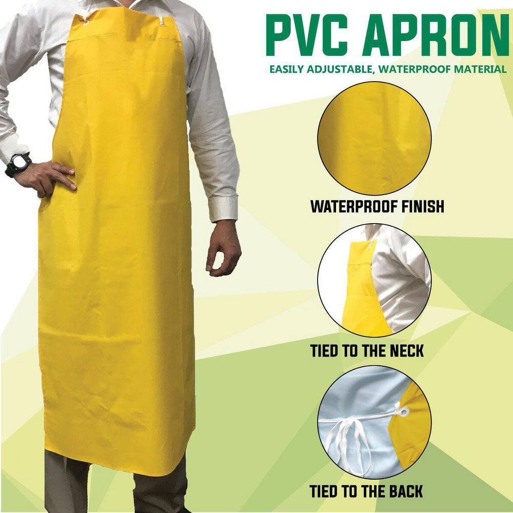 Small Yellow Waterproof Vinyl Bib Apron with Adjustable Neck