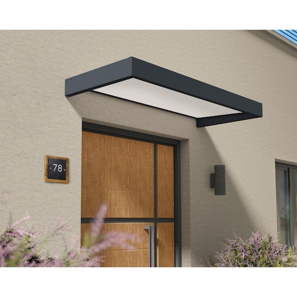 Sophia 3 ft. x 7 ft. Gray/White Opal Door and Window Awning