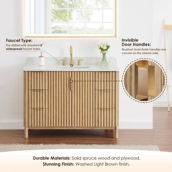 脱毛器 GRANTS VANITY Altair Sierra 48 in. Single Sink Freestanding Washed Light