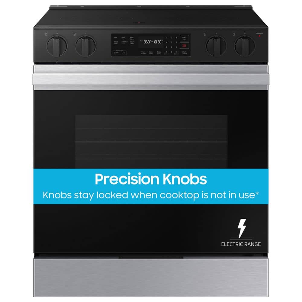 Bespoke 30 in. 5-Burner Element Smart Slide-In Electric Range in Stainless Steel with Precision Knobs