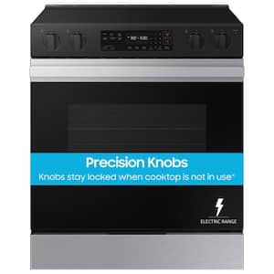 Bespoke 30 in. 5-Burner Element Smart Slide-In Electric Range in Stainless Steel with Precision Knobs