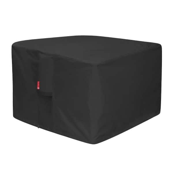 Unbranded Gas Fire Pit Cover Square-Premium Patio Outdoor Cover Heavy-Duty Fabric with PVC Coating, 100% Waterproof, Black
