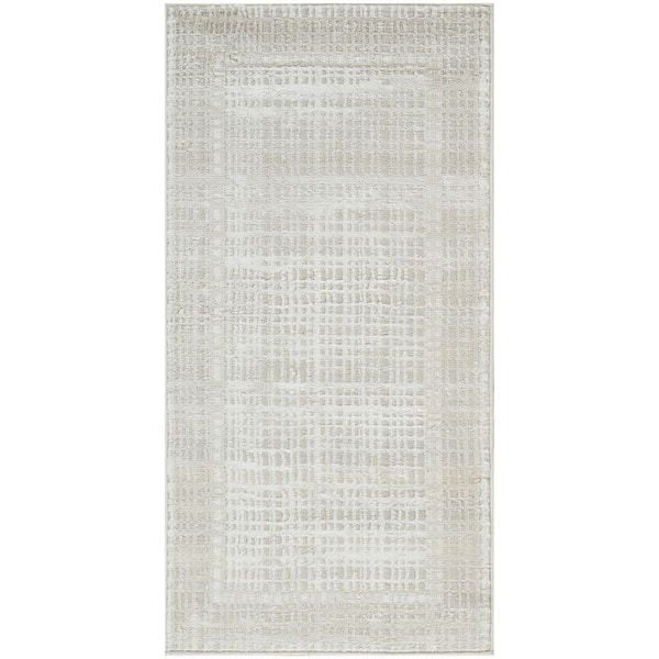 Dekor Beige 2 ft. x 4 ft. Abstract Contemporary Area Rug