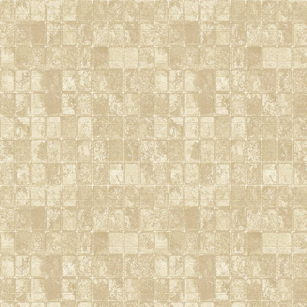 Metallic FX Gold Geometric Tile Effect Non-Woven Paper Wallpaper