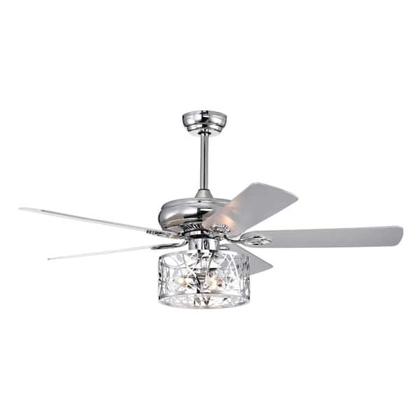 Staykiwi 52 in. Smart Indoor Chrome Farmhouse Industrial Ceiling Fan with Remote Control (Bulb Not Included)
