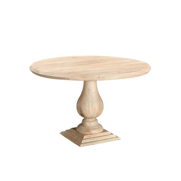 Natural Wood 48.00 in. Pedestal Base Dining Table Seats 4