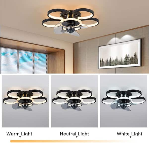 Flower LED Modern Flush Mount Ceiling Fan Lights with Remote