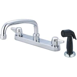 Double-Handle Cast Brass Standard Kitchen Faucet in Polished Chrome