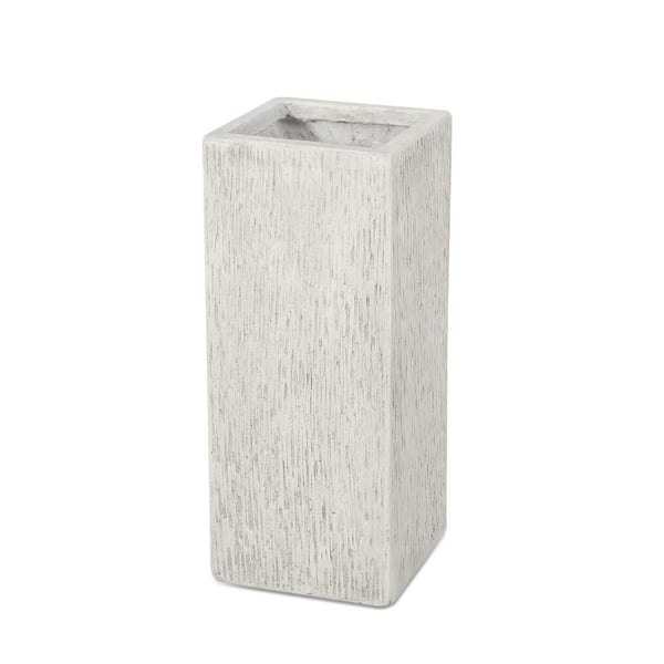 Severino 8.25 in. W x 20 in. H Antique White Lightweight Concrete Decorative Pots Outdoor Patio Planter