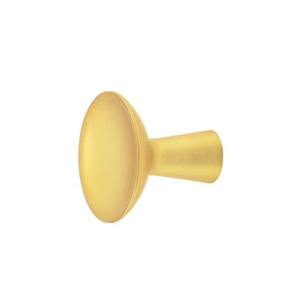 Series Maven Collection Hook Knob 2-5/16 in. Dia Brushed Golden Brass Finish Modern Zinc Cabinet Knob