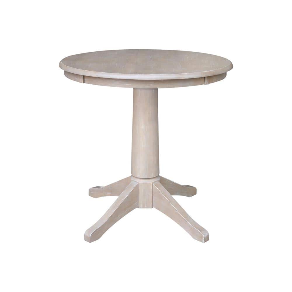 Elegant French Country Round Pedestal Dining Table in Weathered Gray