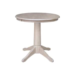 Olivia 30 in. Round Weathered Taupe Gray Pedestal Dining Table