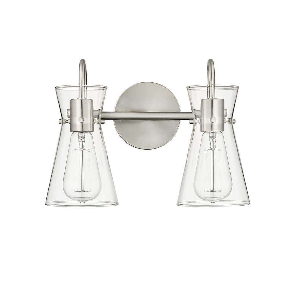 Camellia 13.4 in. 2-Light Brushed Nickel Vanity-Light Clear price history on PriceWatchPro