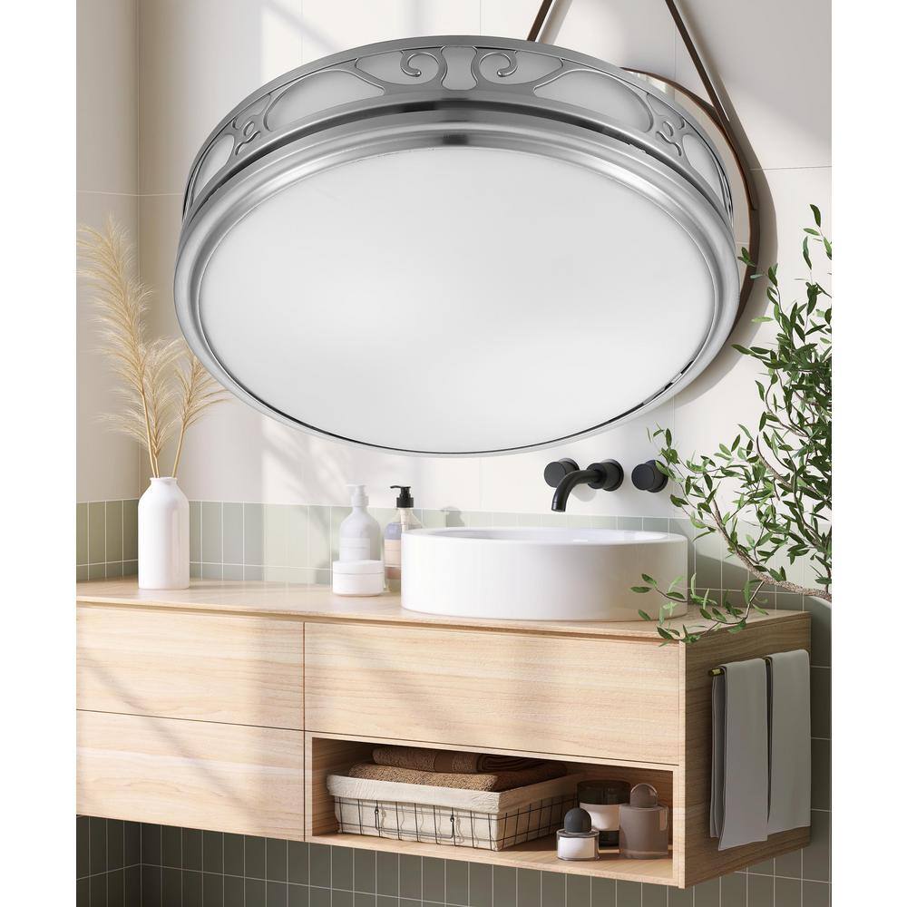 Brushed Nickel Round LED Ceiling Exhaust Fan with Light