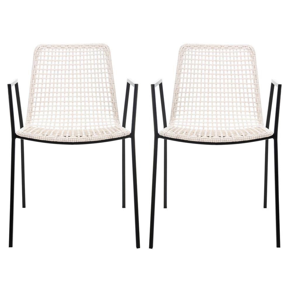 SAFAVIEH Wynona White/Black Dining Chair (Set of 2) DCH4001ASET2 The