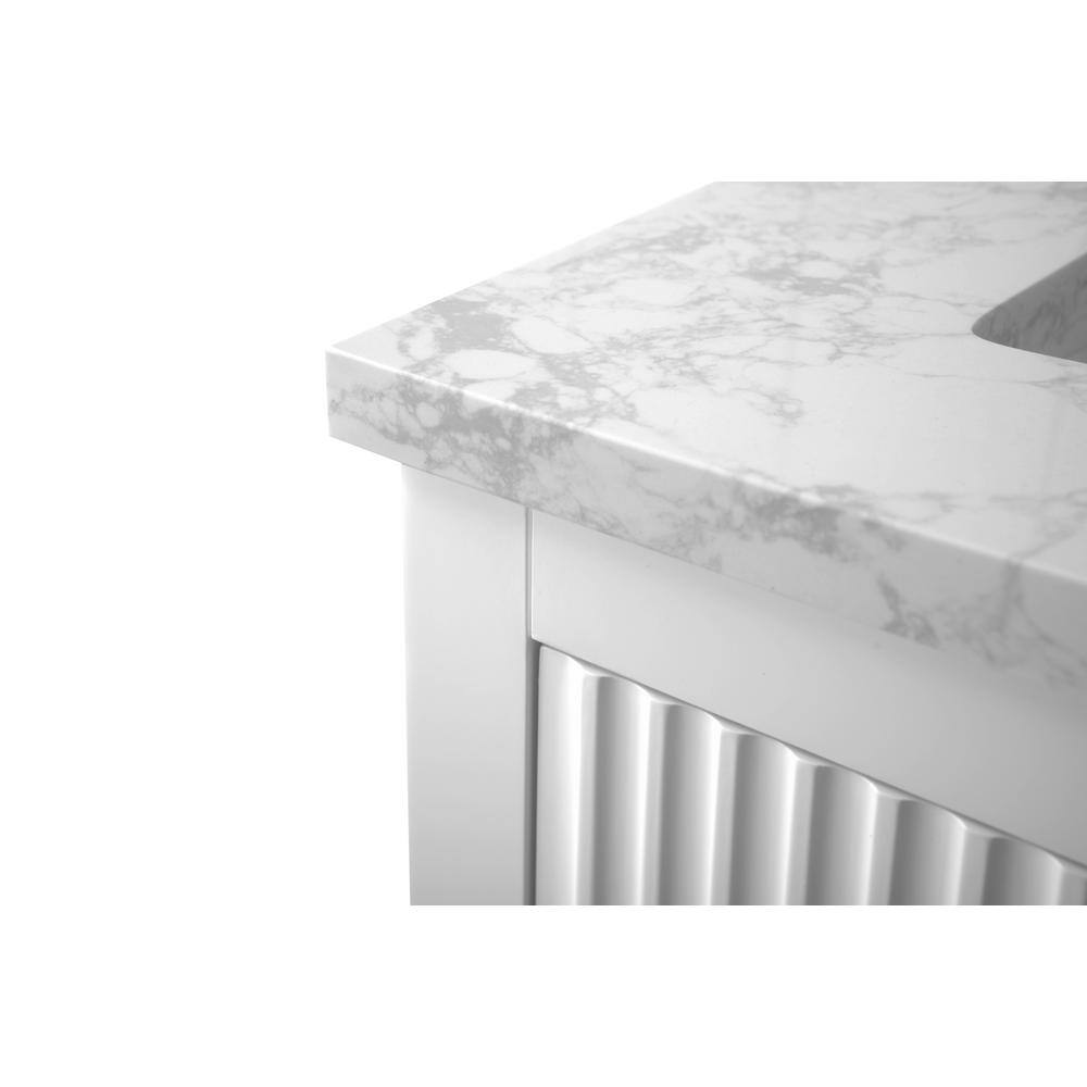 48'' White Solid Wood Freestanding Bathroom Vanity with Marble Top